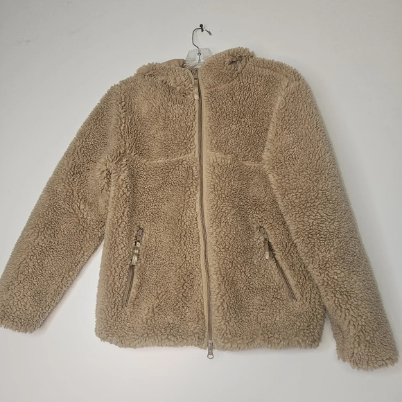 Aritzia Tna Sherpa Fleece Hooded Jacket Tan Size XXS
